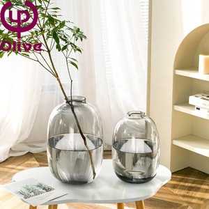 Artistic Hydroponic <strong>Flower</strong> Arrangement Floor <strong>Vase</strong> Oval Tall Big Belly Clear Amber Smoky Gray Home Decoration Large Glass <strong>Vase</strong> - Product Image 6