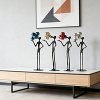 Sculpture Moderne Minimaliste Personnalisée en Métal en Forme de Ballon, Statue d'Art Noire, Ornement Décoratif pour Centre Commercial et Salle d'Exposition