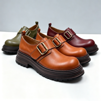 Mocassins vintage pour femmes, style preppy, couleur marron, semelle rehaussante, en cuir véritable, pour un usage quotidien décontracté et les trajets domicile-travail.