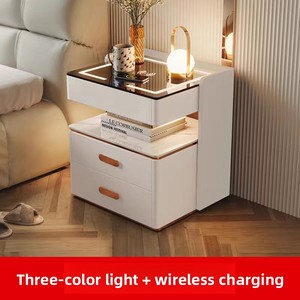 Table de <span class=keywords><strong>chevet</strong></span> intelligente pour petit appartement, chambre à coucher, style luxe simple et moderne, avec charge sans fil, interface USB, multifonctionnelle - Product Image 3