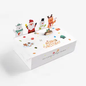Kotak hadiah pesta Natal, biskuit permen lucu Diy, kotak kemasan Selamat lipat Natal