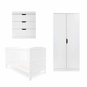 Juego de Muebles para Cuarto de Bebé de 3 Piezas, Cuna Convertible, Mesa Cambiadora, Armario de Madera, Muebles Modernos Blancos para Dormitorio de Bebé - Product Image 1