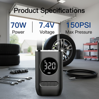 Compresseur d'air portable 12V monocylindre pour voiture AL6508988013668 avec manomètre numérique pour surveiller la pression des pneus et gonfler rapidement les pneus