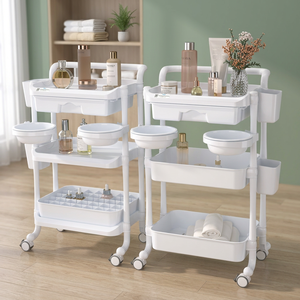 Chariot de rangement de luxe léger pour salon de beauté, coiffure et manucure avec serrures - Product Image 2