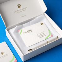 Cartes de visite blanches personnalisées imprimées avec bande de couleur aux coins et logo en feuille d'aluminium pour pack de cartes de contact de marque en gros