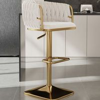 Chaise de bar pivotante en métal, style nordique moderne, pour comptoir, ensemble de meubles de maison, tabourets de cuisine hauts en acier inoxydable, velours, cuir, doré, de luxe