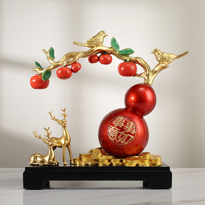 Adorno de Calabaza de Caqui de Resina, Decoración Feng Shui para Sala de Estar, Regalo de Año Nuevo Chino, Pieza Individual - Product Image 1