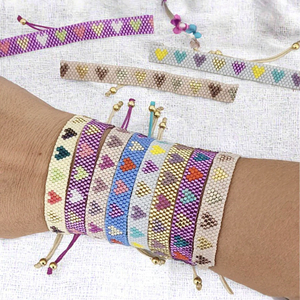 Go2boho Summer Collection Women's Handmade Boho Jewelry Adjustable Love Crystal <b>Beaded</b> <b>Bracelet</b> with Pearl Main - Product Image 3