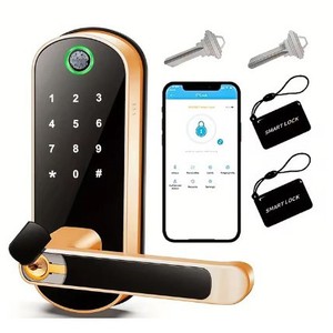 Qua biên giới thương mại thông minh trong nhà bằng gỗ khóa cửa đơn lưỡi vân tay không khoan mật khẩu truy cập từ xa thông qua Hợp kim kẽm <span class=keywords><strong>Wifi</strong></span> - Product Image 2