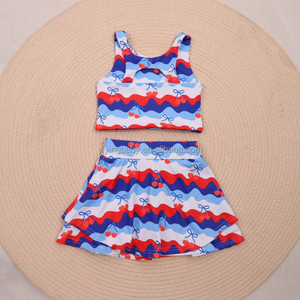 Set di <span class=keywords><strong>Abbigliamento</strong></span> Estivo per Ragazze con Stampa Personalizzata, Nuovo Completo Yoga Stampato con Zaino e Gonna Sportiva, Outfit Yoga in Due Pezzi - Product Image 3