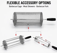 Barbecue Électrique Rotatif Portable Personnalisable BlazeFor, Ensemble de 304 Brochettes et Paniers pour Fêtes en Extérieur