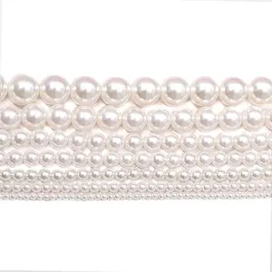 YINING Wholesale 6-22MM Exquisite imitation Shell Pearl Outside Plated White Beads Round Loose Spacer Beads for Jewelry Making