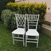 Offres Spéciales moins cher Durable Net Back White Chiavari Chaise en plastique pour fête de mariage en plein air