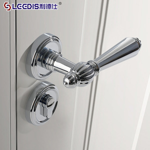 Leather French Style Zinc Alloy Lever Lock Keyless Interior Door Lock For Bedroom Furniture Hardware - Product Image 2