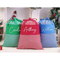 Sacs de Noël personnalisés en toile à carreaux, grands sacs cadeaux avec nom personnalisé, sacs cadeaux réutilisables pour enfants