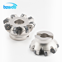 Tête de fraiseuse à face indexable BT50 à 6 cannelures, revêtement TiAlN, carbure 42HRC, marque BOSIDE, insert RPMT1204, outil de fraisage CNC D63-D160