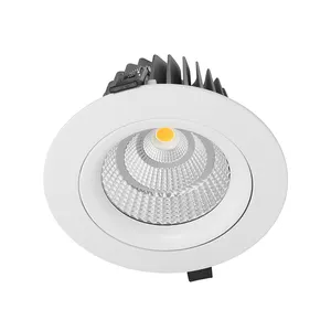 Round led COB adjustable spotlight 5W 7W 12W 20W 30W recessed hotel indoor ceiling anti glare down light