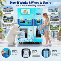 Distributeur automatique de glace et d'eau commerciale avec code QR, auto-nettoyage, purification d'eau par osmose inverse et gestion basée sur le cloud