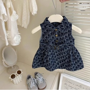 Child Star Circle Girls Sleeveless Denim Dress Breathable Summer Vest Dress Top - Product Image 1