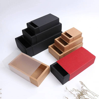 Boîte à tiroir en kraft pour emballage cadeau |   Boîte à glissière personnalisée en papier avec ruban pour la vente au détail et les marques