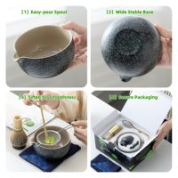 Ensemble de fouets à Matcha noir, ensemble de 7 pièces à Matcha, kit de Matcha pour la cérémonie, ensemble de fouet à thé Matcha avec bol, Chawan