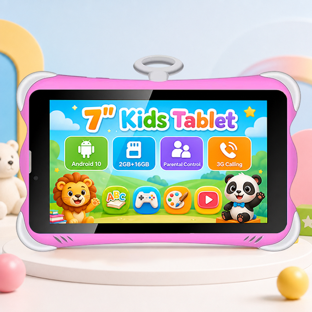 7 Inch Android 10 Kids Tablet PC Educational Gaming Tablet with Wifi Sim Slot Dual Camera for Learning and Fun