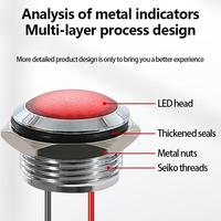 ABILKEEN 16mm 19mm 22mm Lampe indicatrice à LED en métal à tête bombée, étanche IP67, avec câble, pour l'industrie CE ROHS