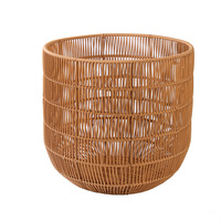 Panier cylindrique creux en plastique tressé à la main, robuste, parfait comme panier à linge et organisateur de jouets pour la maison, l'hôtel et plus encore