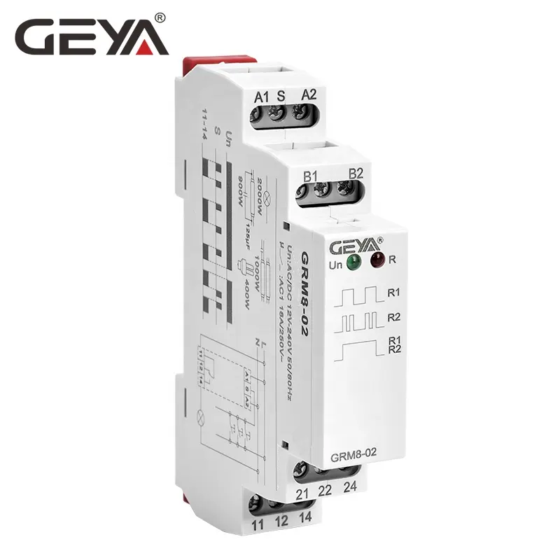 GEYA GRM8 Relai Kait Magnetik Elektronik, Relai Miniatur 12 Voltase dengan Timer Relay 36V DC