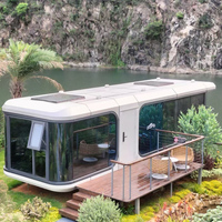 Cabane de villégiature en aluminium de luxe, type capsule spatiale, imperméable, préfabriquée, modulaire, pour station balnéaire