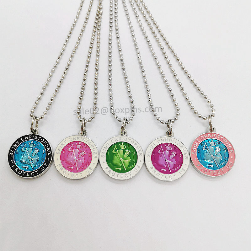 St Christopher金メダルジュエリーネックレス金属セント