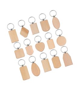 Blanks Assorted Unfinished Wooden <b>Key</b> <b>Tag</b> <b>Key</b> Ring for DIY Gift Crafts Laser Engraving Blank Wood Keychain - Product Image 1