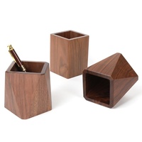Organisateur de bureau LOGO, cadeau d'affaires, porte-stylos en bois sur pied, porte-stylos hexagonal créatif en noyer noir