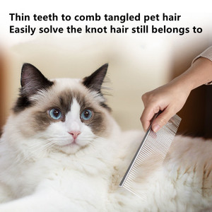 RTS Hot Sale Silver Metal Double Side Pet Comb Stainless Steel for Dog and Cat Flea Comb Brush Pet Grooming Comb - Product Image 6