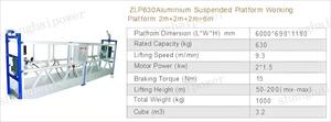 Plataforma DE TRABAJO suspendida individual ZLP630 de cuna de construcción aérea de aleación de aluminio - Product Image 2