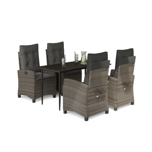 Set da Pranzo da Giardino in Rattan Grigio Scuro per 4 Persone, Resistente alle Intemperie, Arredamento da Esterno in Stile Contemporaneo - Product Image 1