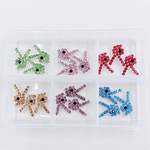 Qianya lujo 3D aleación oro brillo conejo cabezas uñas diamantes de imitación encantos AB Color diamante pistola uñas calcomanías Metal joyería - Product Image 4