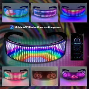 Vente chaude <span class=keywords><strong>LED</strong></span> Lunettes Light-Up EL Wire Neon Rave Glowing Scary Shades pour Halloween Party Masques - Product Image 2