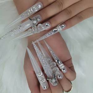<span class=keywords><strong>Uñas</strong></span> Postizas Extra Largas de Alta Calidad, <span class=keywords><strong>Uñas</strong></span> Postizas de Diamante de Lujo, Curva Elegante, <span class=keywords><strong>Uñas</strong></span> Postizas de Diseño - Product Image 5