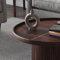 Table console ronde en bois massif de haute qualité, finition noyer, écologique, mobilier haut de gamme pour salon, bureau à domicile, hôtel