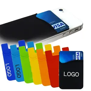 Özel baskı telefon kredi kart tutucu kimlik 3m cep telefonu yapışkanlı etiket cep silikon smartphone cüzdan