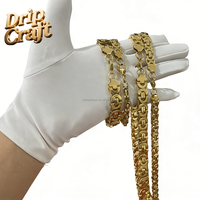 Chaîne à maillons plats Hip Hop en acier inoxydable 306L plaqué or 18 carats brillant, chaîne à maillons en U, style unisexe, vente en gros