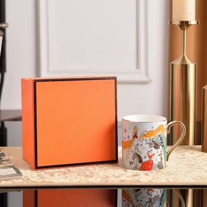 New European Home Decoration Plant Pattern Luxury Bone China Porcelain 2-Piece Dinner Plate Cup Set Customized Logo Gift Box for - Product Image 5