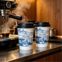 Gobelet en papier kraft à double paroi de qualité alimentaire, logo personnalisé, écologique, compostable, jetable, pour emporter, café chaud, vin