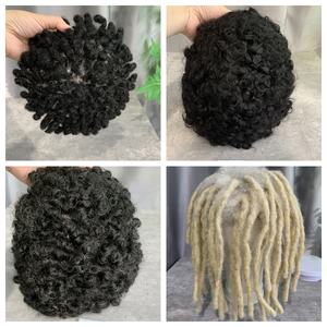 H370 Meilleures ventes Prothèse capillaire 8mm Afro Wave et Loose Wave avec base en PU et dentelle complète pour hommes noirs, 100% cheveux humains bouclés afro, expédition immédiate - Product Image 6