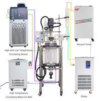 Yuhua Olla de Reacción con Calefacción Encamisada de 10L-100L, Bomba con Control PLC, Operación Semiautomática, Vidrio de Borosilicato, Pantalla Digital