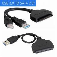 Adaptador USB 3.0 a SATA 3 III para Disco Duro, 7+22 Pines, Convertidor UASP SATA a USB 3.0 con Cable de Alimentación para HDD/SSD de 2.5 Pulgadas