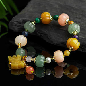 Pulsera de Topacio Natural y Jade Calabaza, Estilo Artesanal Antiguo, para Mujer, Diseño Original, Venta al Por Mayor, SL27 - Product Image 3