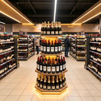 Présentoir métallique sur mesure ODM pour bouteilles de vin, gin, eau pétillante, soda avec en-tête de marque pour la vente au détail