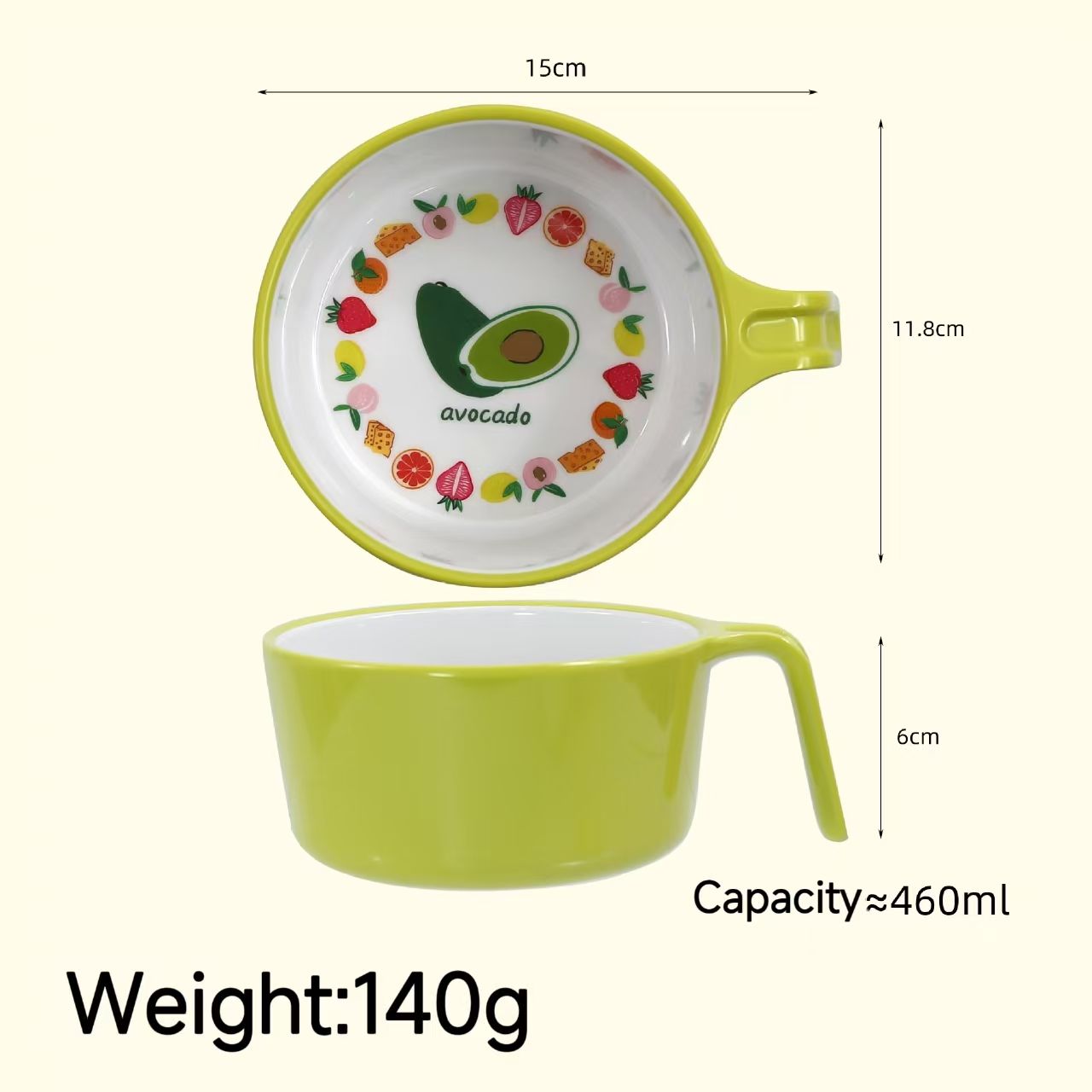 Two tone handle bowl - avocado